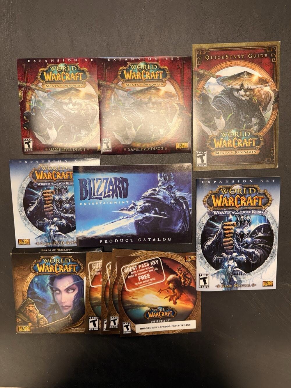 World of Warcraft PC Mac Disc Set Manual Blizzard WoW WOTLK Wrath MoP Pandas Lot